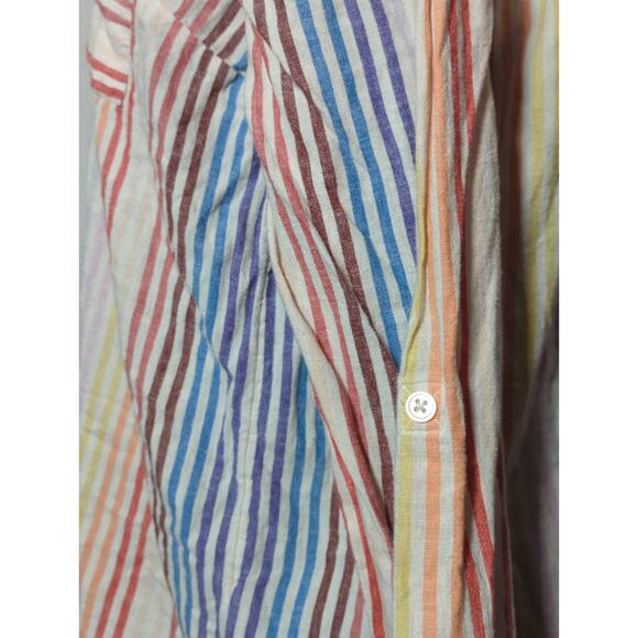 Naturals d&co Rainbow Striped Linen Blend Tunic Top Womens Large Popover Boho - Picture 11 of 16
